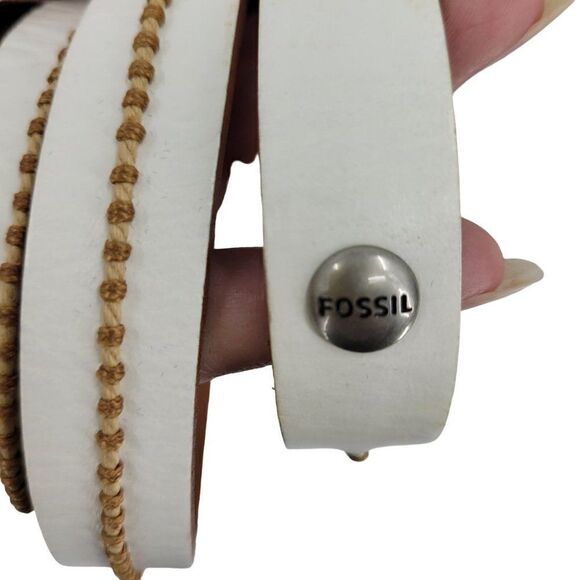 Fossil Belt Leather Skinny White Cincher Rope Detail Cowgirl Country Western S - Picture 5 of 11